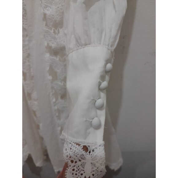 L'atiste By Amy Baby Doll Lace Deep V  Size Medium Mini Dress White - Picture 7 of 14